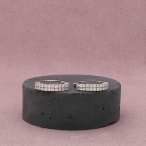 bony levy 18k white gold 0.72 ct diamond double row hoop earrings